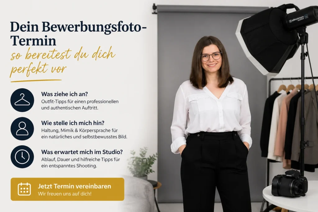 Bewerbungsfoto Termin Vorbereitung – Tipps für Outfit, Haltung und Auftreten im Fotostudio