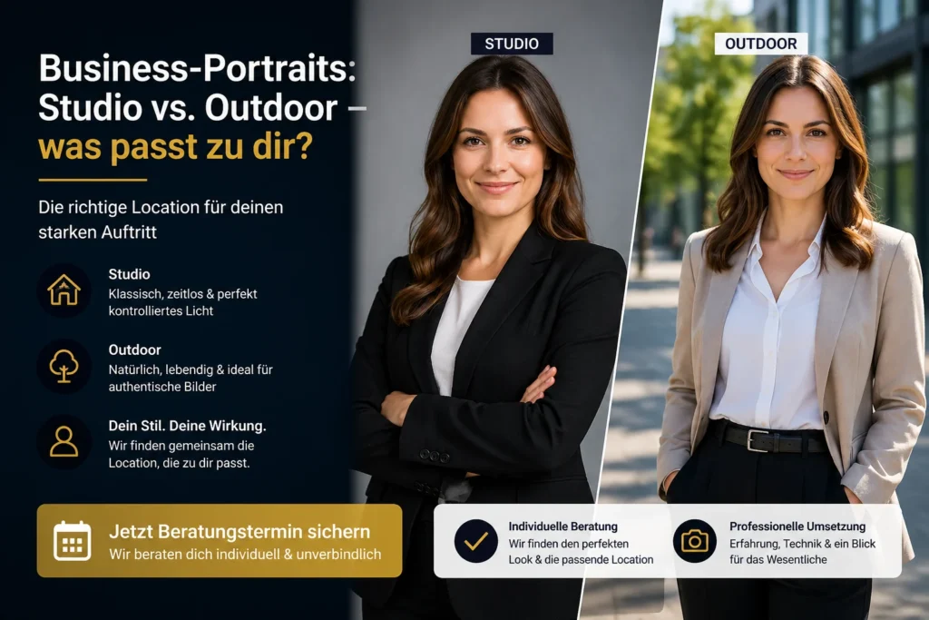 Business Portrait Studio vs Outdoor – Vergleich für Businessfotos in Donauwörth