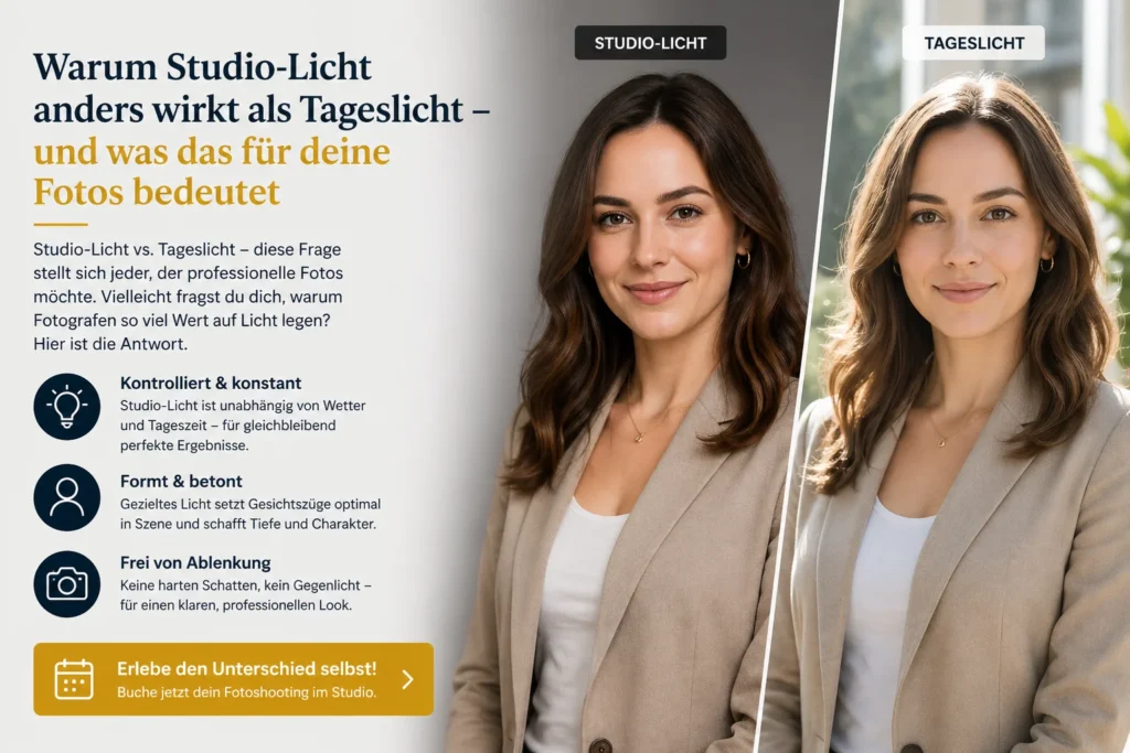 Studio Licht vs Tageslicht – Unterschied in der Portraitfotografie und Wirkung auf Fotos