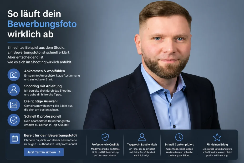 So läuft ein Bewerbungsfoto Shooting ab – Ablauf im Fotostudio für professionelle Bewerbungsbilder