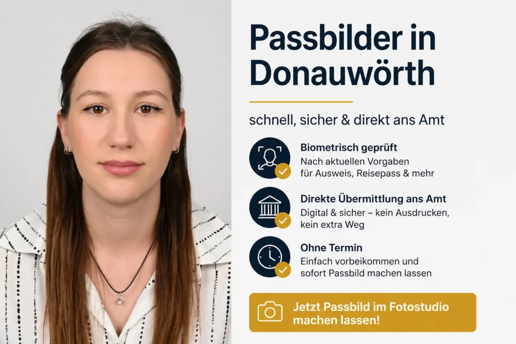 Passbilder in Donauwörth – biometrische Passfotos im Fotostudio mit direkter Übermittlung ans Amt