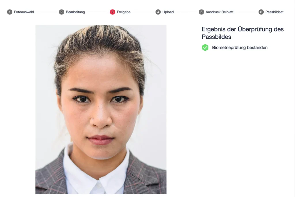 ePassbild Prüfung bestanden – biometrisches Passbild wird digital überprüft