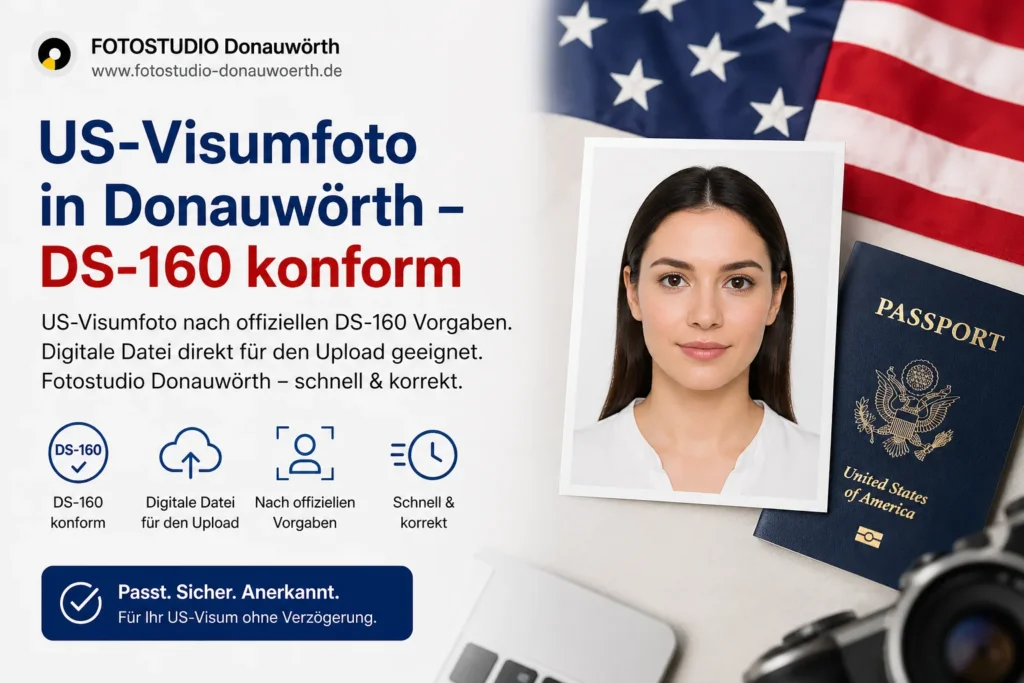 US-Visumfoto in Donauwörth – DS-160 konformes Passfoto nach offiziellen US-Vorgaben